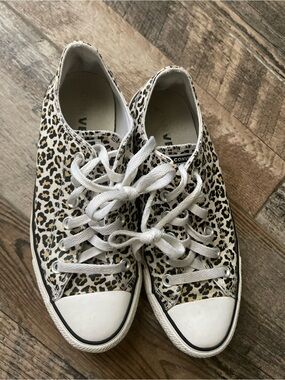 Converse Leopard Print Low Tops in White, Tan, Black